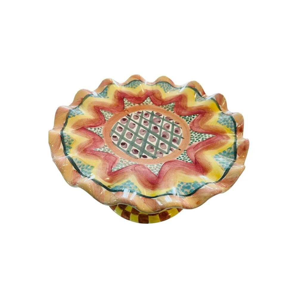 Mackenzie Childs Keukenhof Fluted Cake Stand Childs 12